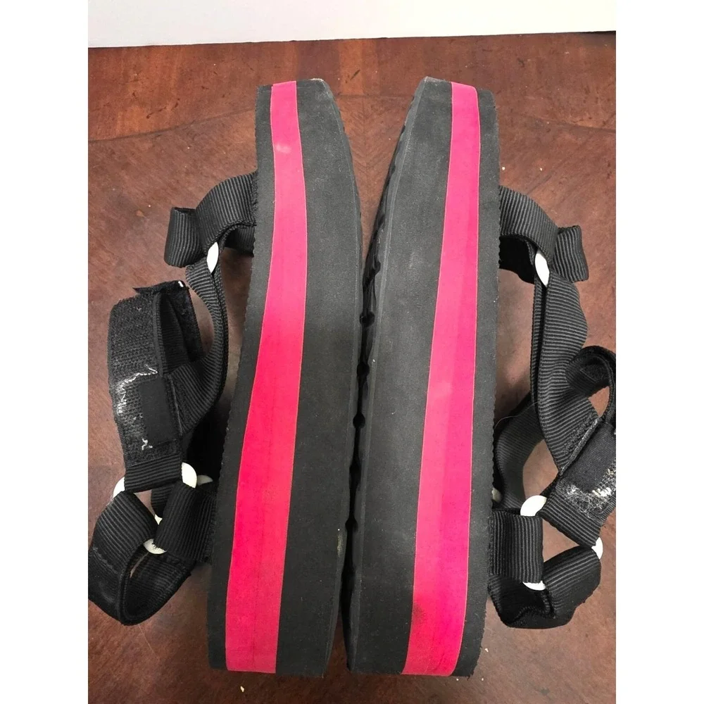 TEVA Platform Universal Black & Red Sport Sandals Adjustable Straps Women's Size